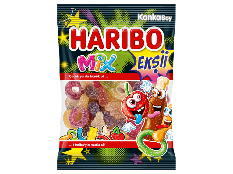 Haribo Fizz Mix ekşi karışık jelibon şeker 70 g paket – Haribo toptan jelibon ürünü