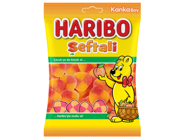 Haribo Peaches şeftali jelibon şeker 70 g paket – Haribo toptan jelibon ürünü