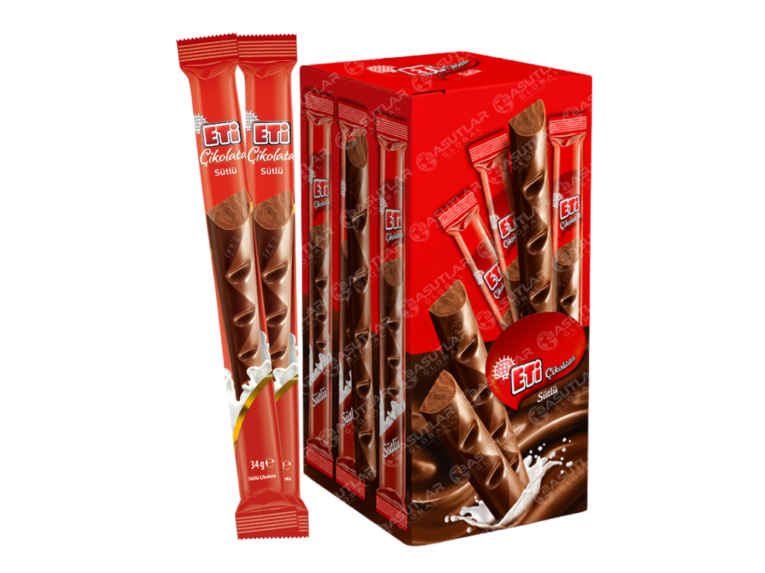 ETI CIKOLATA UZUN SUTLU 34g 16 Adet 8 Paket paket – ETI toptan çikolata ürünü
