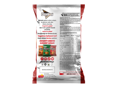 DORITOS HOT CORN 130GR arka yuz — DORITOS wholesale product