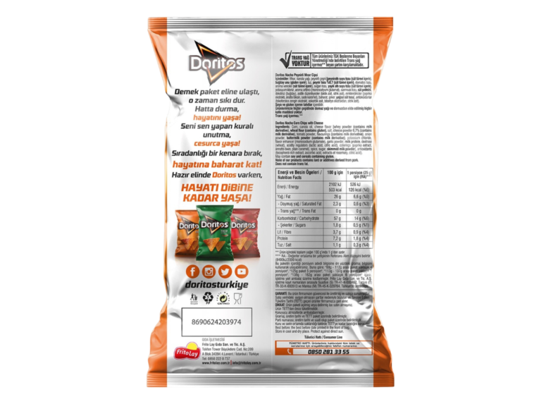 DORITOS NACHO 135GR arka yuz — DORITOS wholesale product