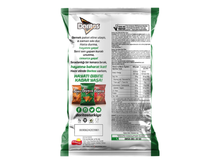 DORITOS TACO 135GR arka yuz — DORITOS wholesale product